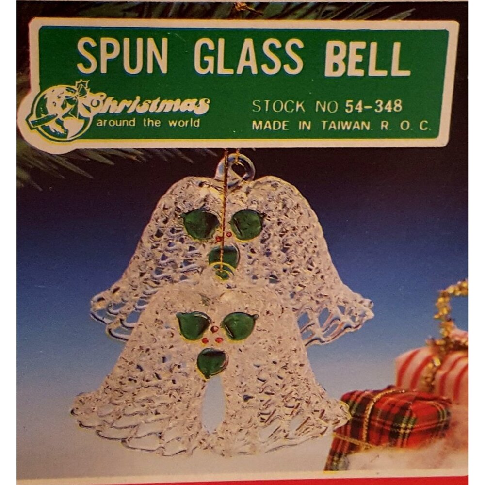 Vintage Hand Blown Spun Glass Bell Figurine Christmas Ornament Holiday‎